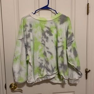 free people neon green tie dye set size small